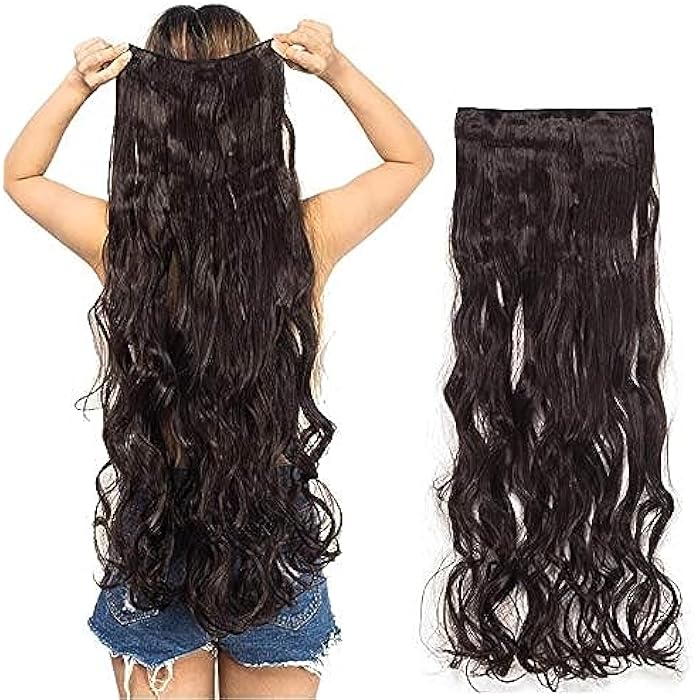 DILLARDS 30Inch Fashion Fluffy Long Straight Hair Extension Black Brown - Image 1